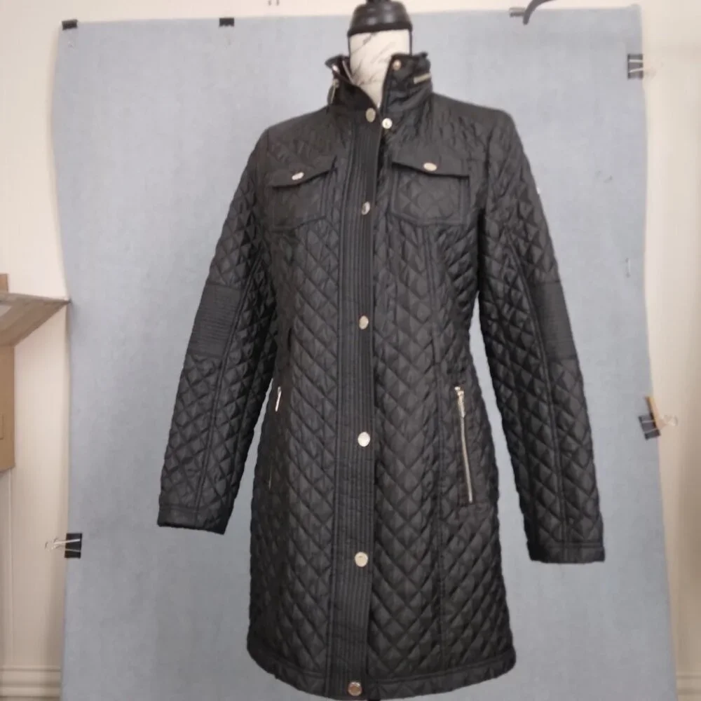 Michael Kors | Black Quilted Coat Snap/Zip | Size S - Picture 4 of 13